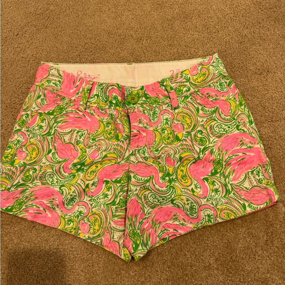 Lilly Pulitzer Women's Pink and Green Shorts